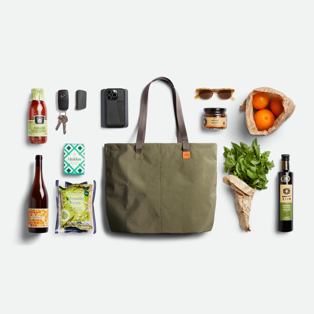Bellroy Market Tote - Willow - Flatlay