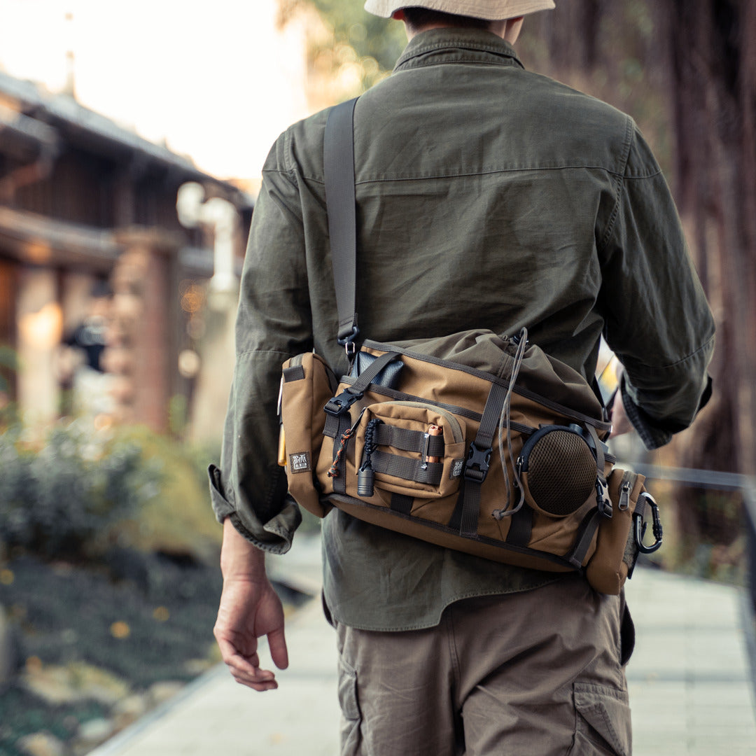 Wotancraft Canteener EDC Utility Sling Bag 6L - Khaki Brown Canvas
