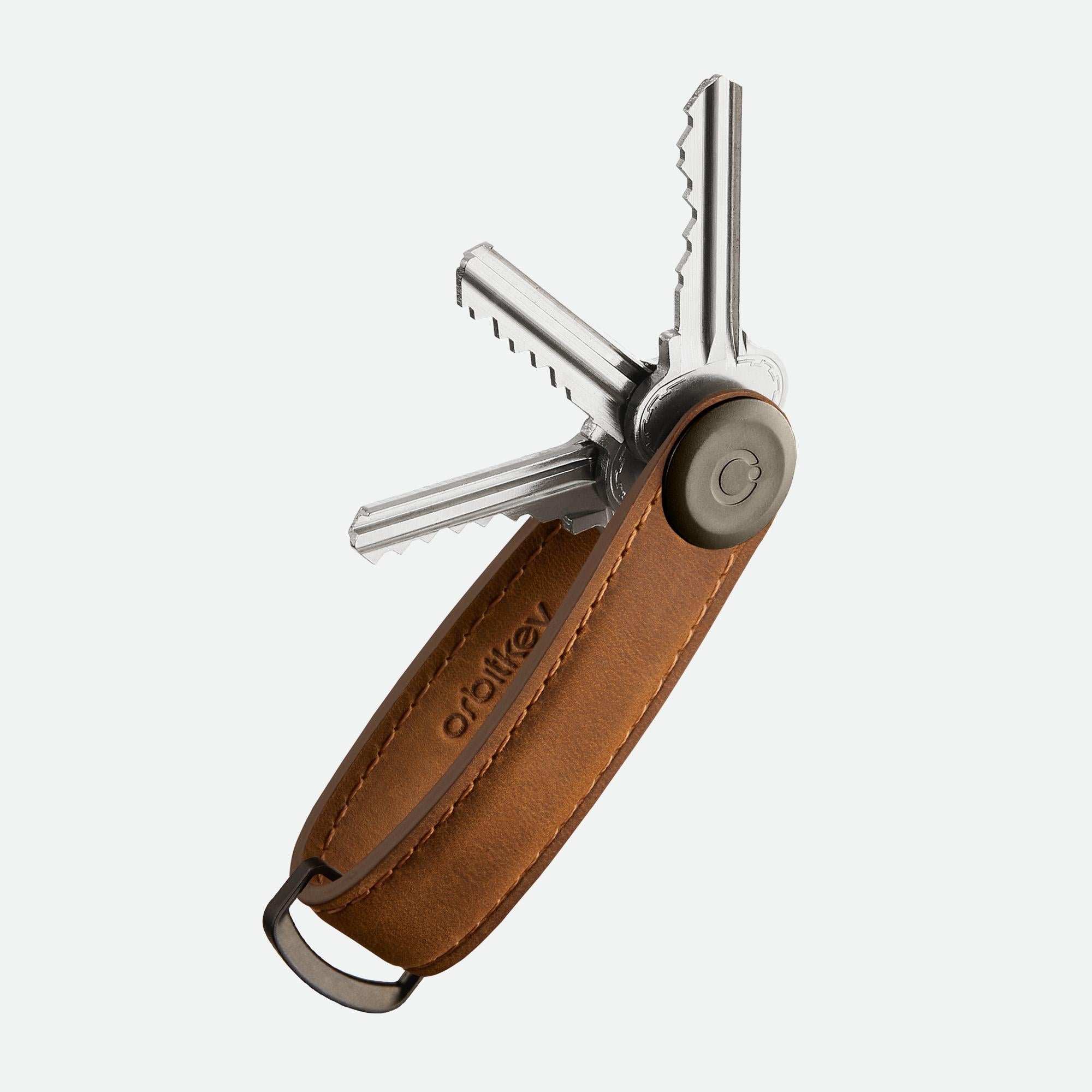Orbitkey Key Organiser Crazy-Horse - Chestnut Brown with Brown Stitching