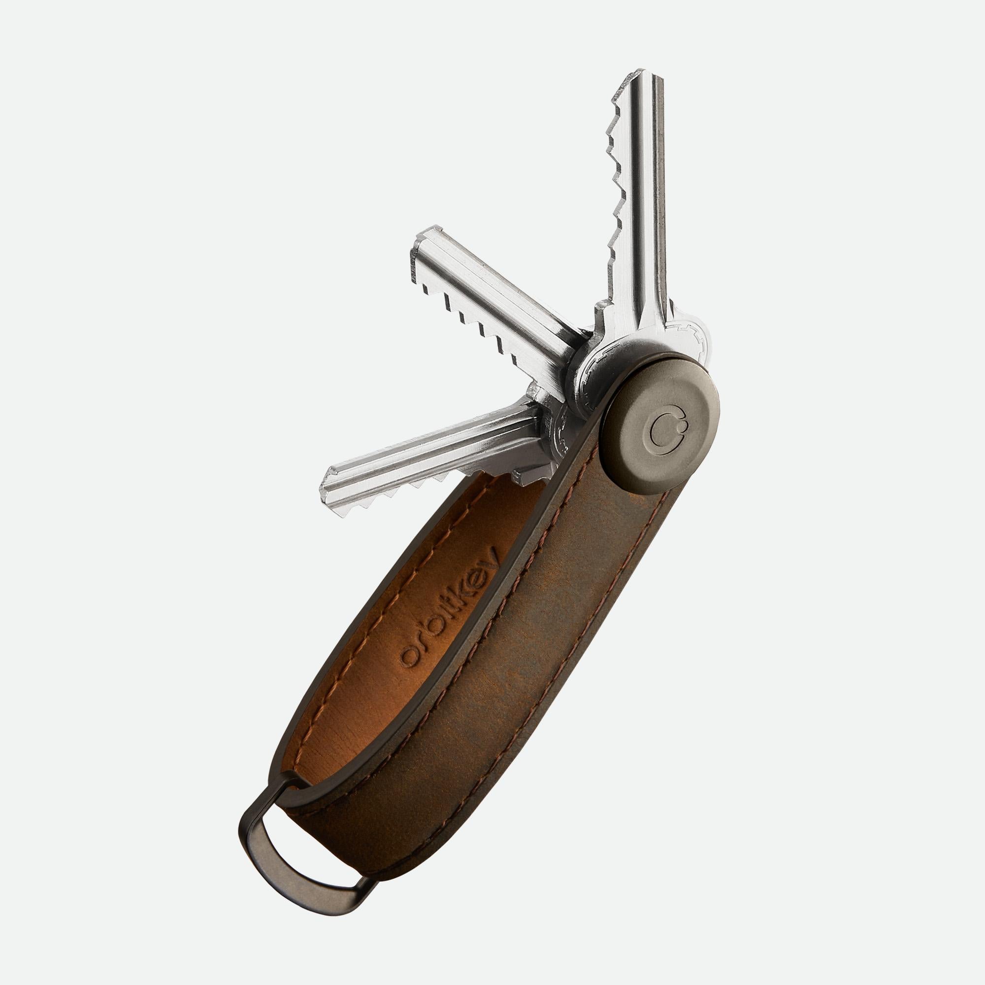 Orbitkey Key Organiser Crazy-Horse - Oak Brown with Brown Stitching
