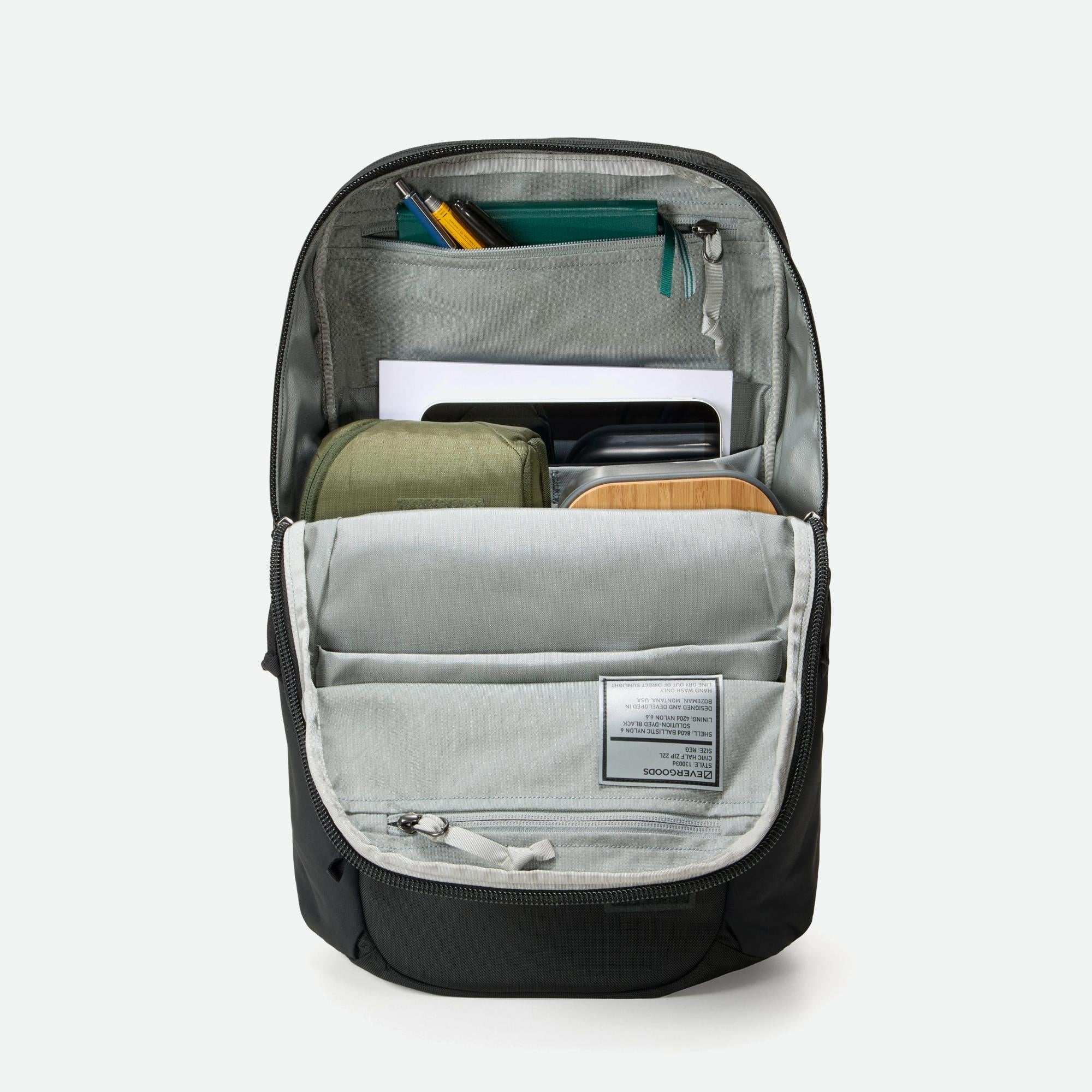 Evergoods Civic Half Zip 22L - Solution Dyed Black