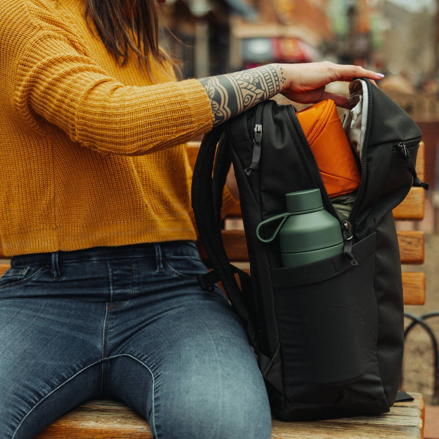 Evergoods Civic Half Zip 22L - Solution Dyed Black - Lifestyle Image