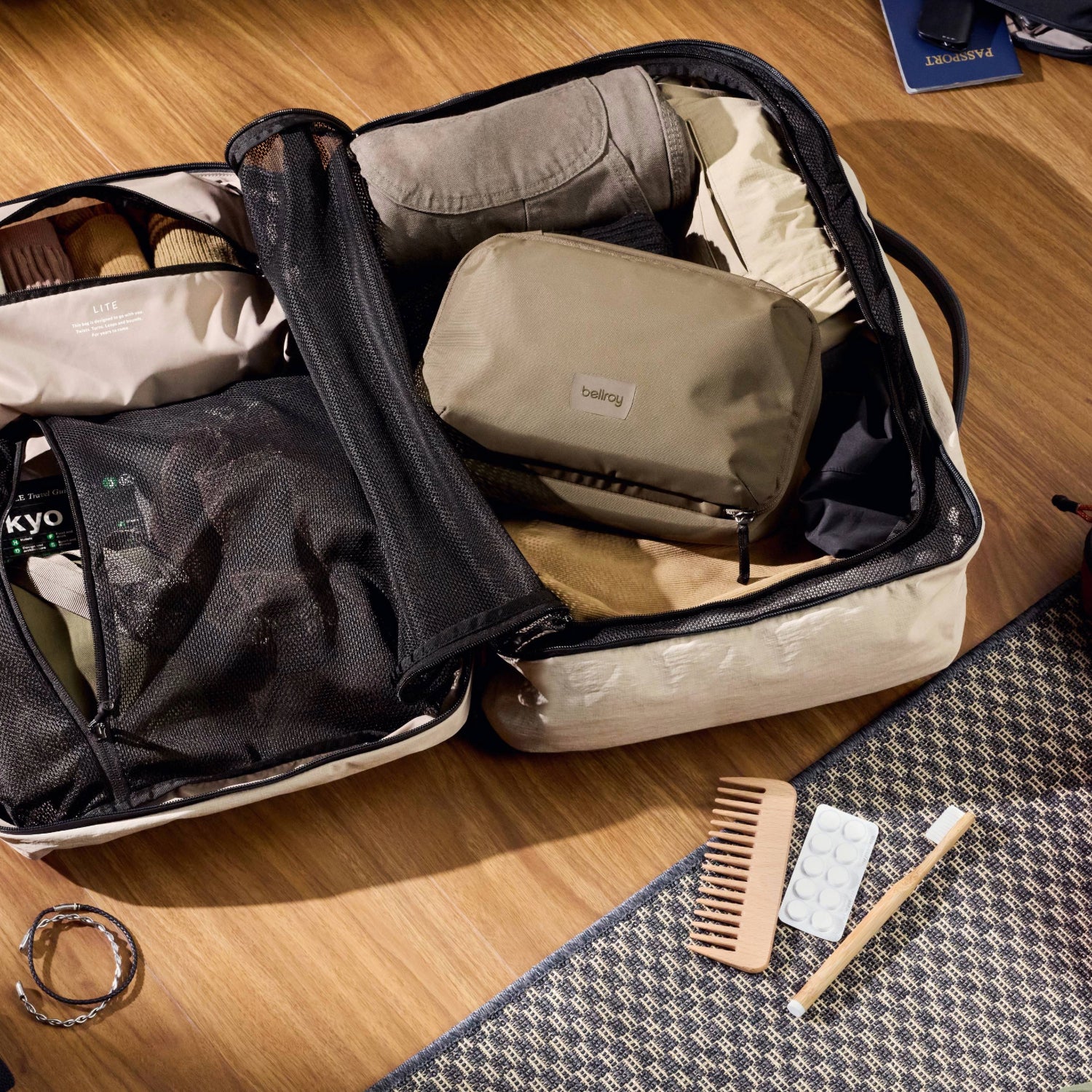 Bellroy Hanging Toiletry Kit - Sea Kelp (Leather Free) - Lifestyle Image