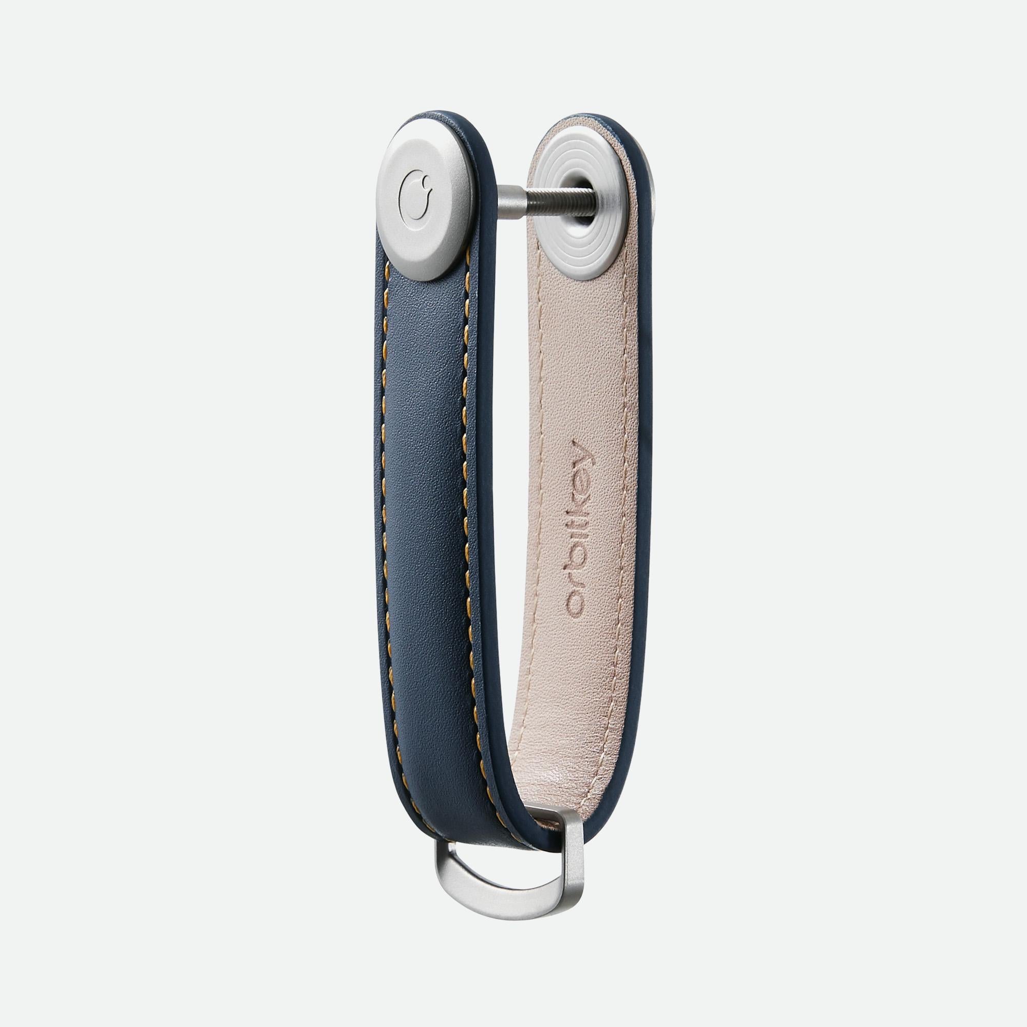 Orbitkey Key Organiser Leather - Navy with Tan Stitching