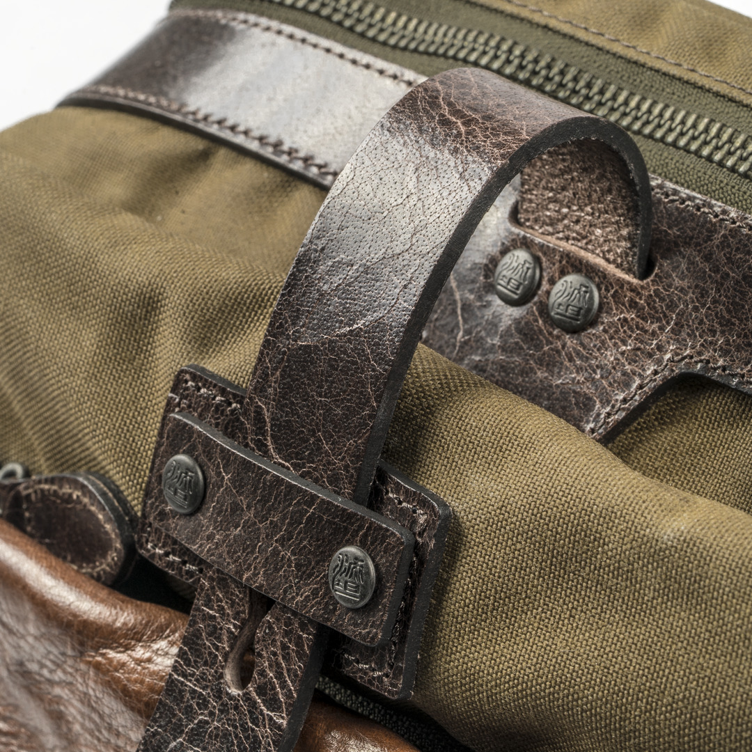 Wotancraft "Mini Rider" Sling Bag 3.5L - Khaki Brown Canvas / Brown Leather
