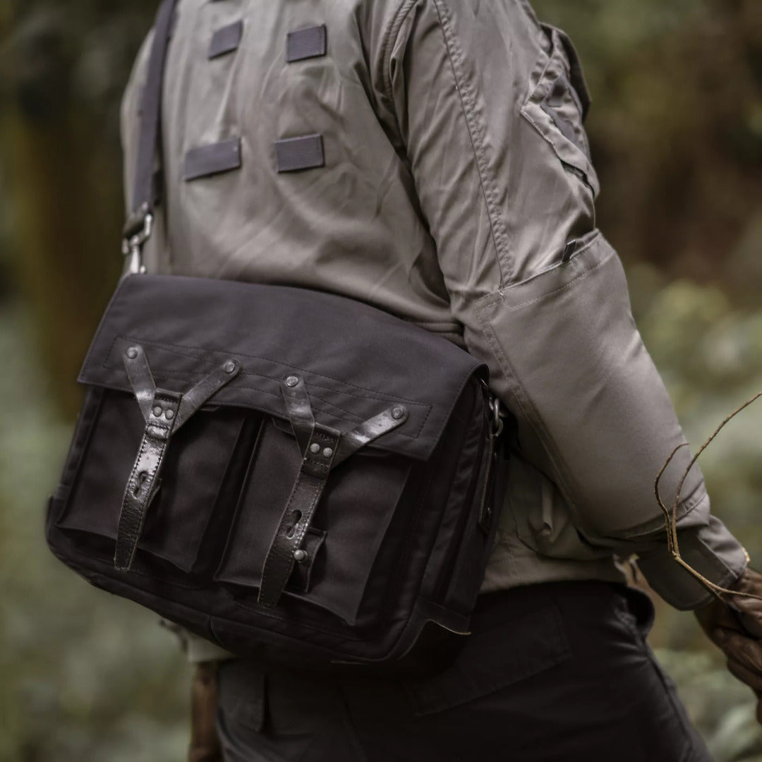 Wotancraft "New City Explorer" Scout Daily / Camera Bag 9L - Black Canvas / Black Leather - Lifestyle Image