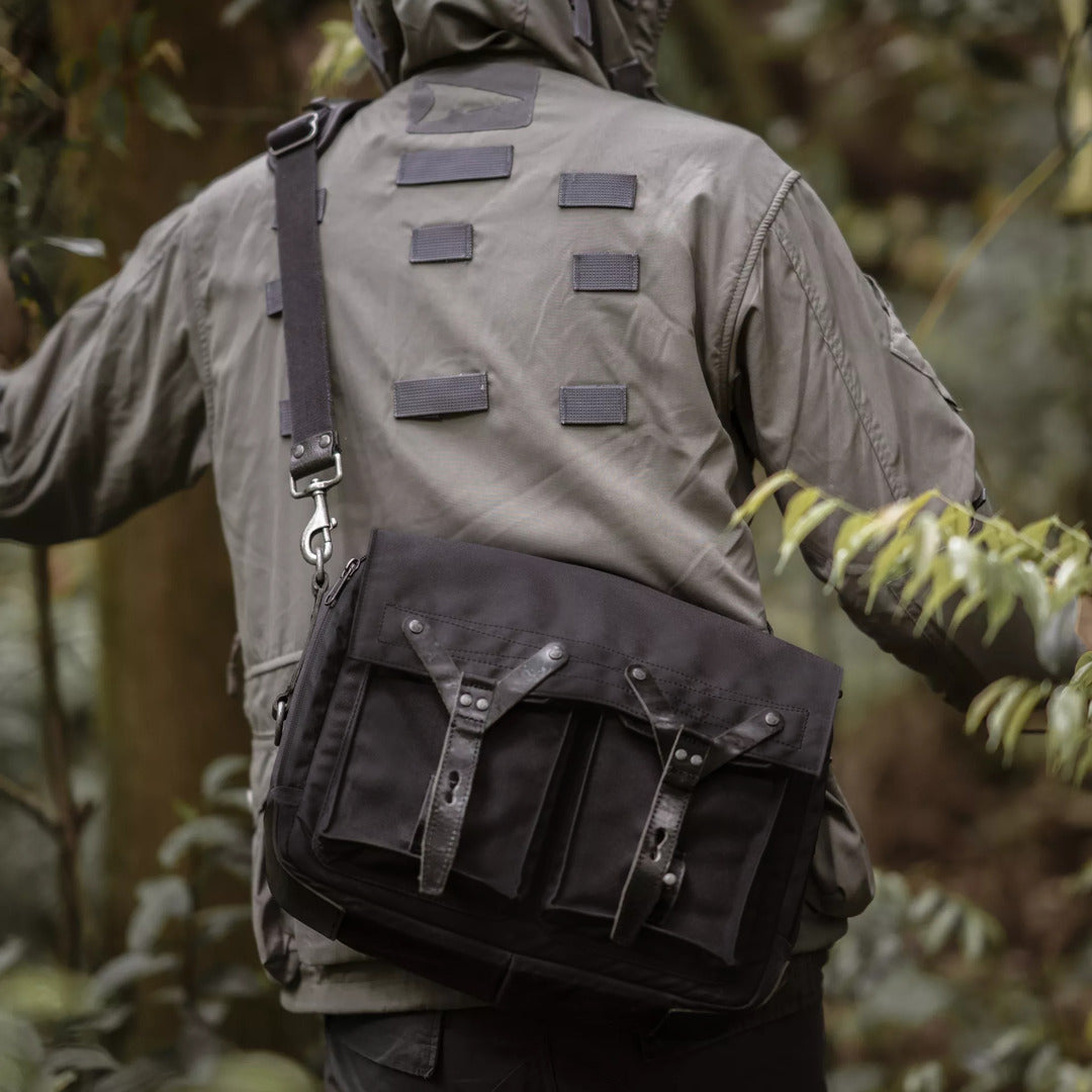 Wotancraft "New City Explorer" Scout Daily / Camera Bag 9L - Black Canvas / Black Leather - Lifestyle Image