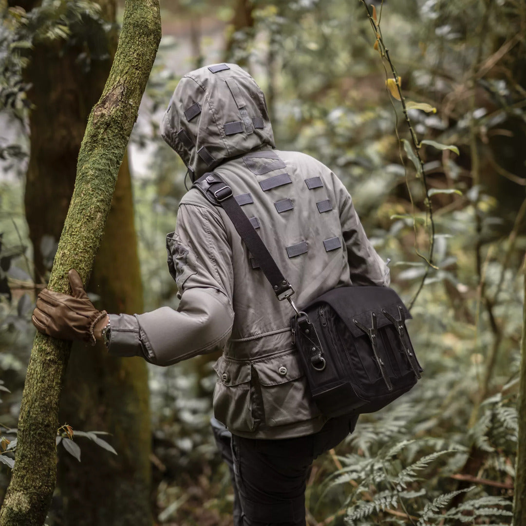 Wotancraft "New City Explorer" Scout Daily / Camera Bag 9L - Black Canvas / Black Leather - Lifestyle Image