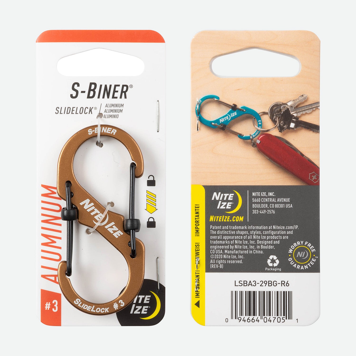 Nite Ize S-Biner SlideLock Aluminum #3 Coyote