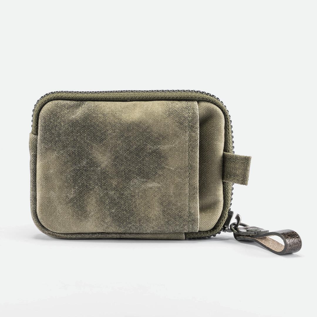 Wotancraft Nylon + Leather Essential Wallet - Olive Green Canvas / Woodland Camouflage Leather