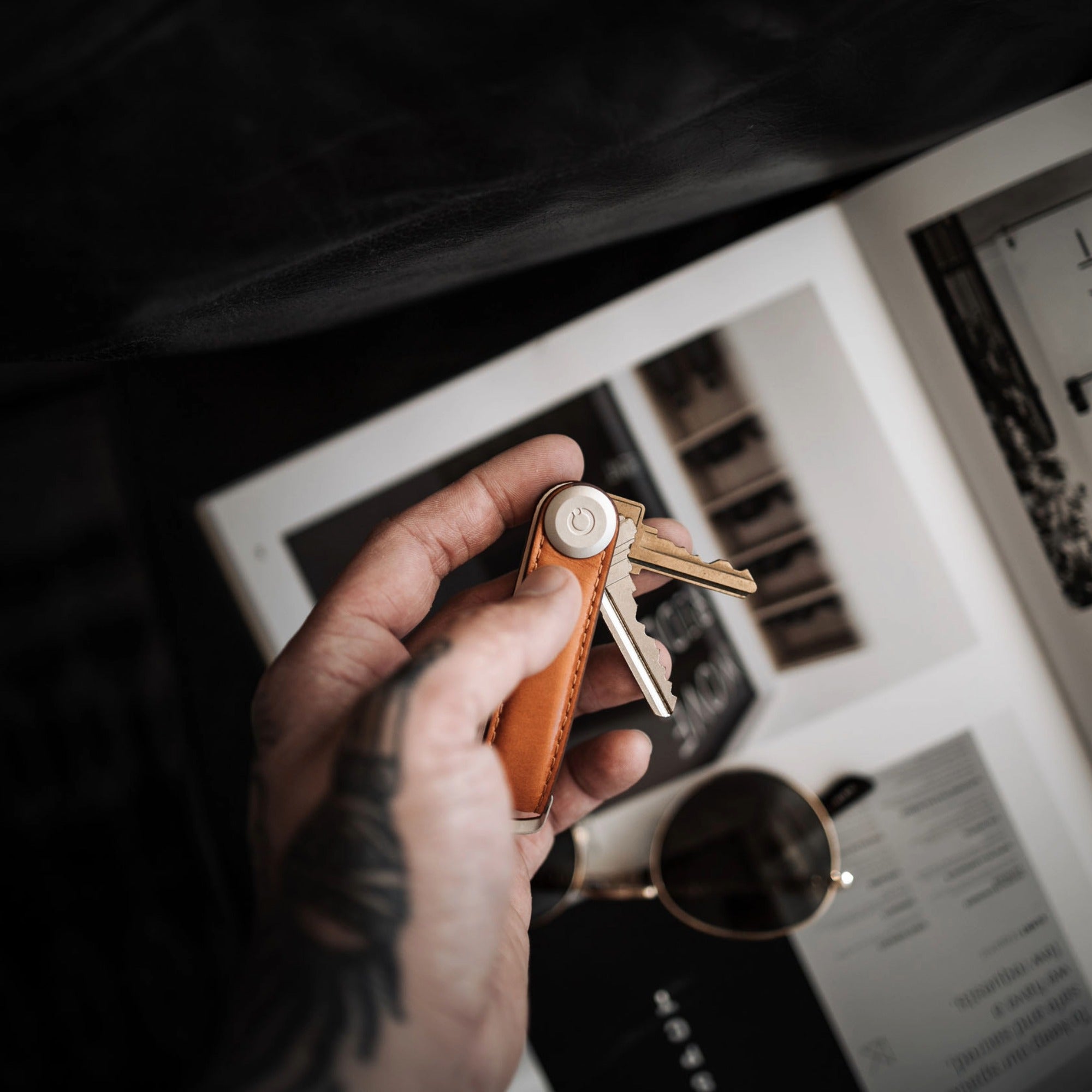 Orbitkey Key Organiser Leather - Cognac with Tan Stitching