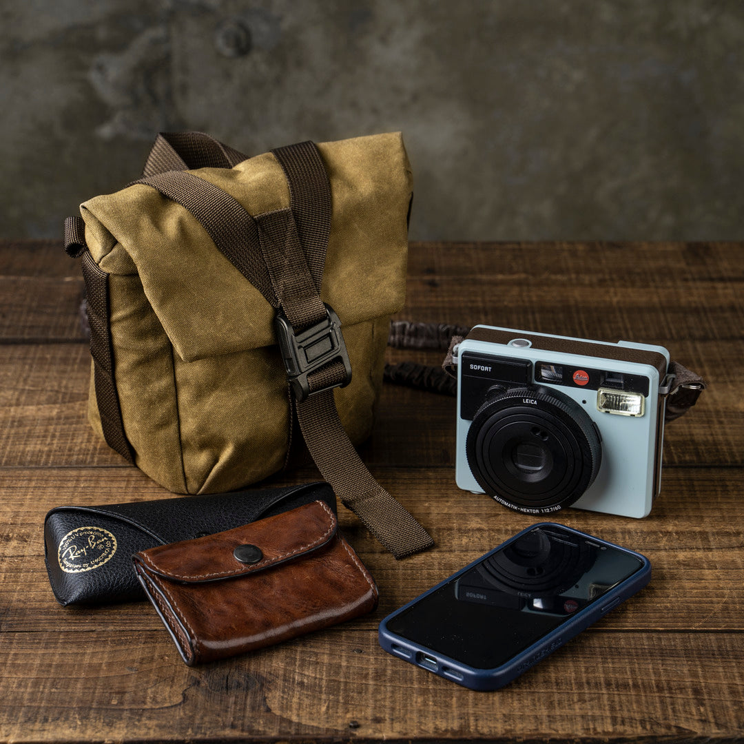 "Pilot" Travel Camera Bag 2L Upgraded - Khaki Brown Canvas