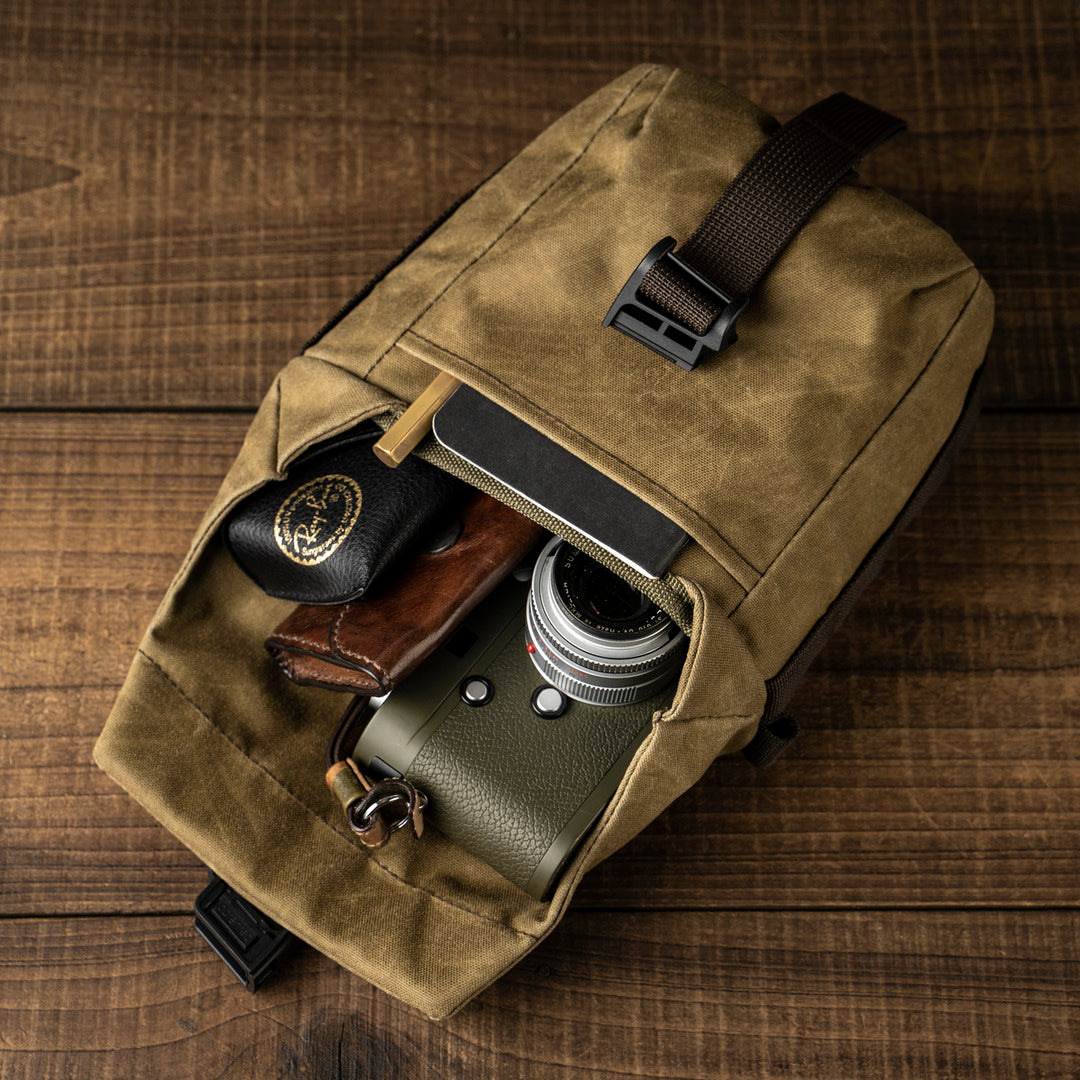 "Pilot" Travel Camera Bag 2L Upgraded - Khaki Brown Canvas