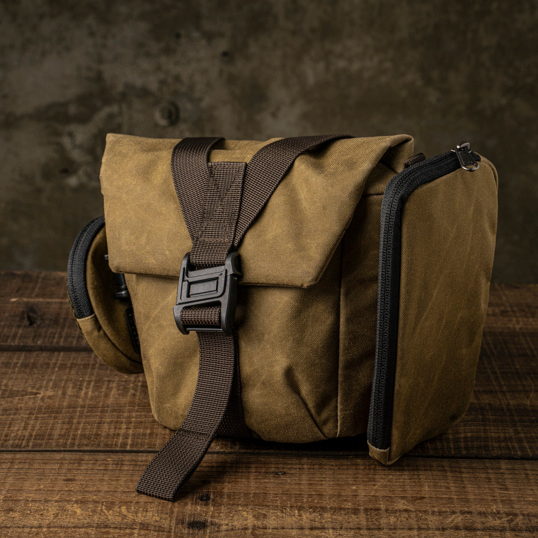 "Pilot" Travel Camera Bag 2L Upgraded - Khaki Brown Canvas
