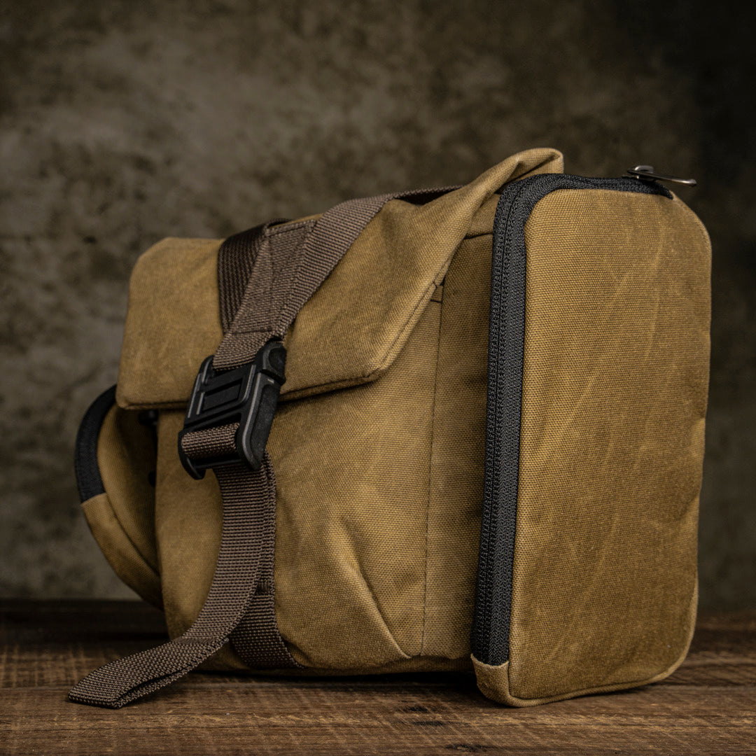 "Pilot" Travel Camera Bag 2L Upgraded - Khaki Brown Canvas