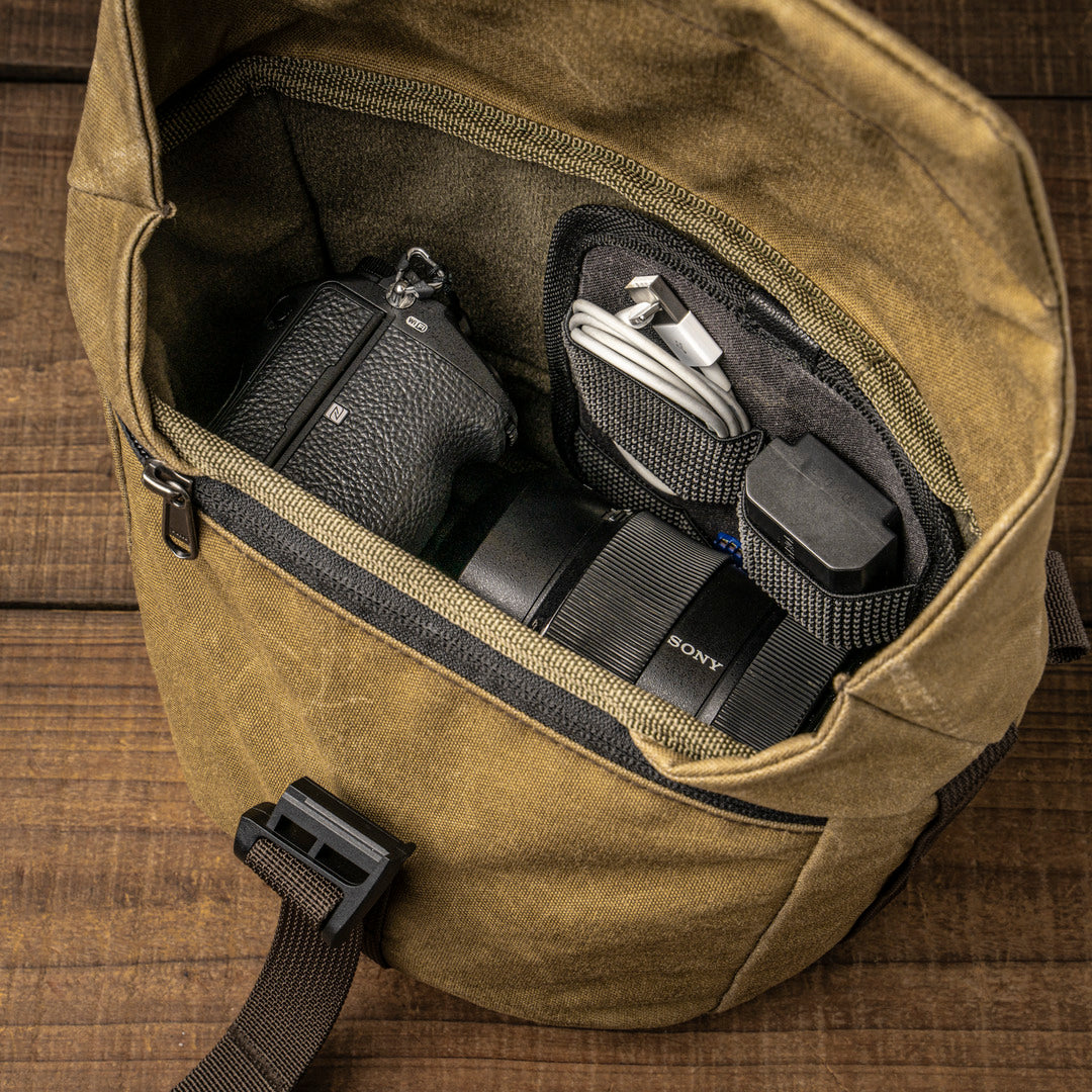 Wotancraft "Pilot" Travel Camera Bag 3.5L Upgraded - Khaki Brown Canvas