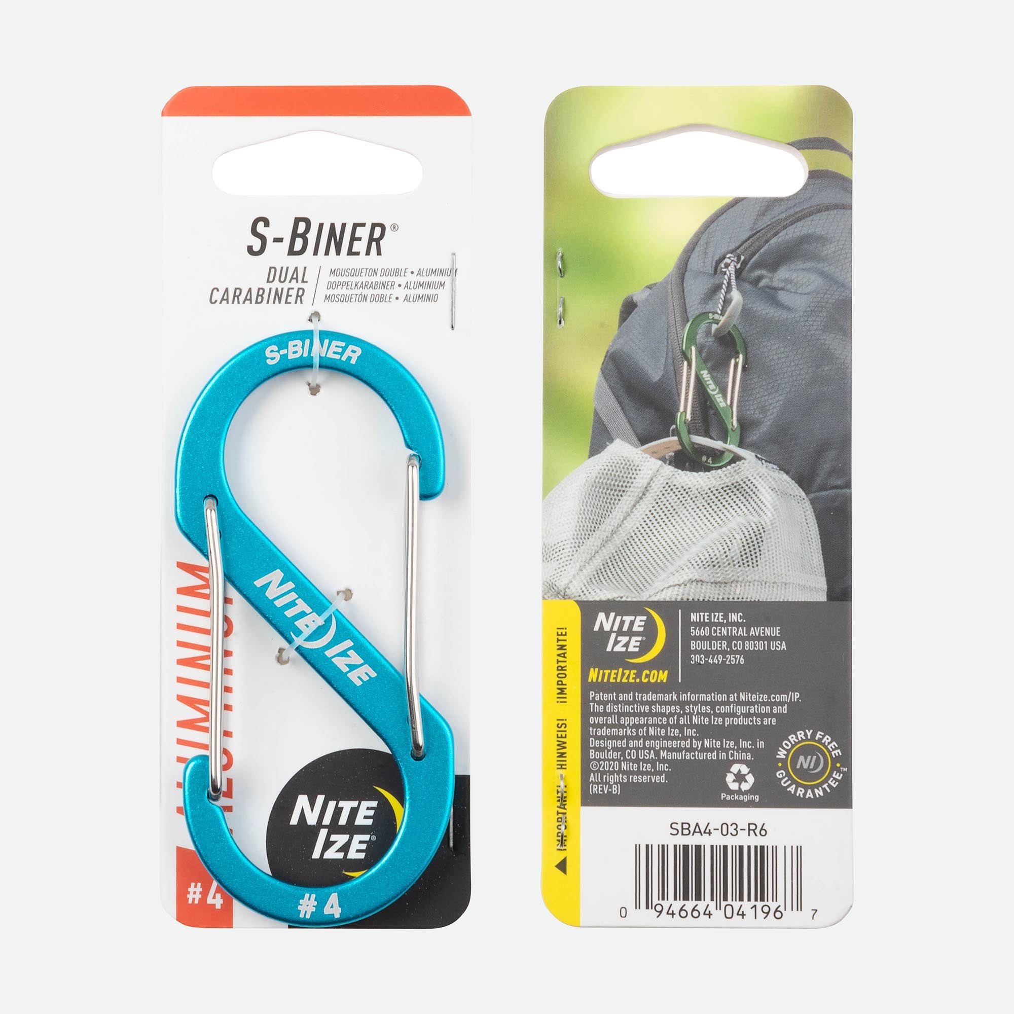 S-Biner® Aluminum Dual Carabiner - #4 Blue