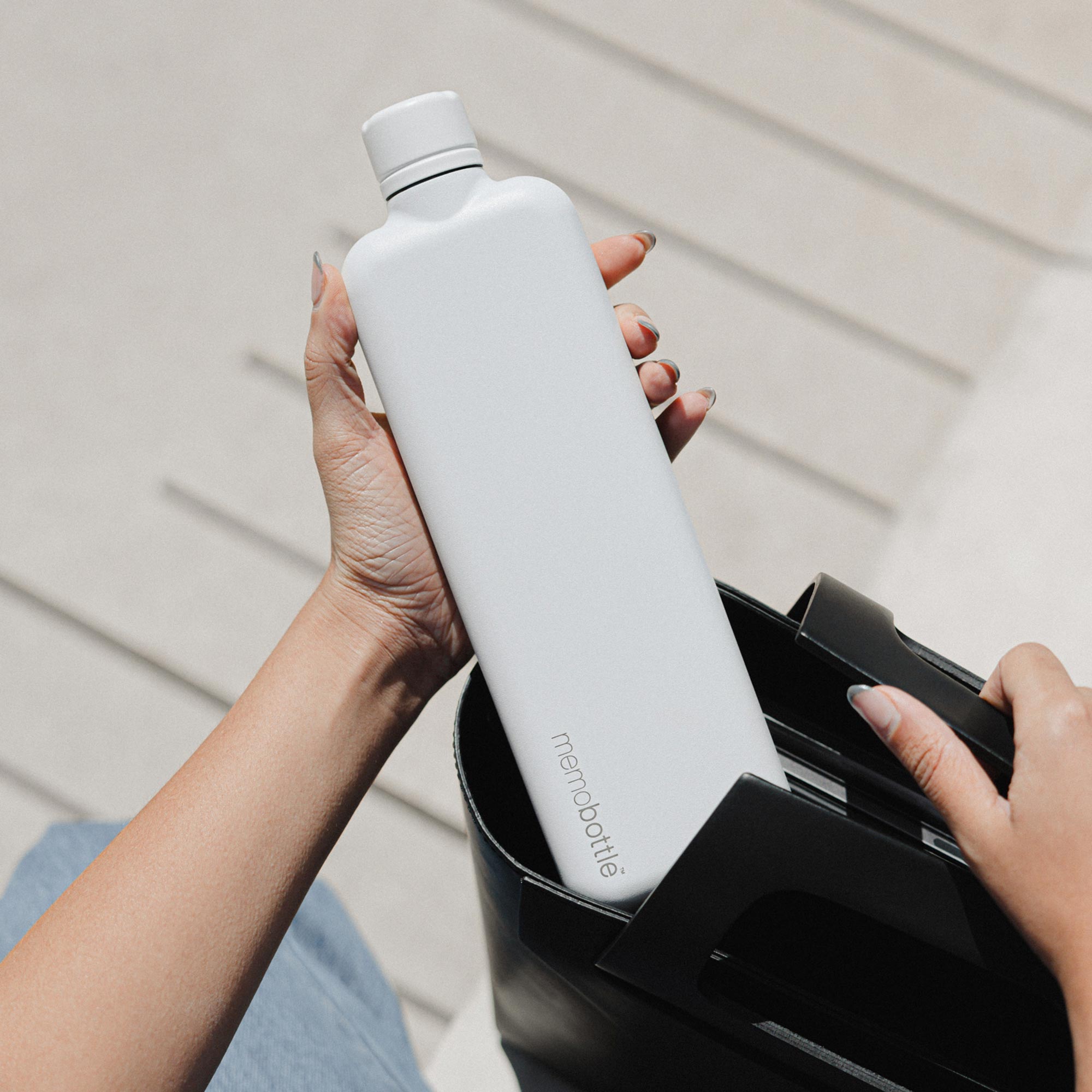 Slim Stainless Steel memobottle - White