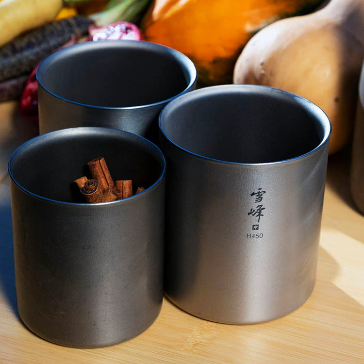 Snow Peak Ti-Double H450 Stacking Mug - Lifestyle Image