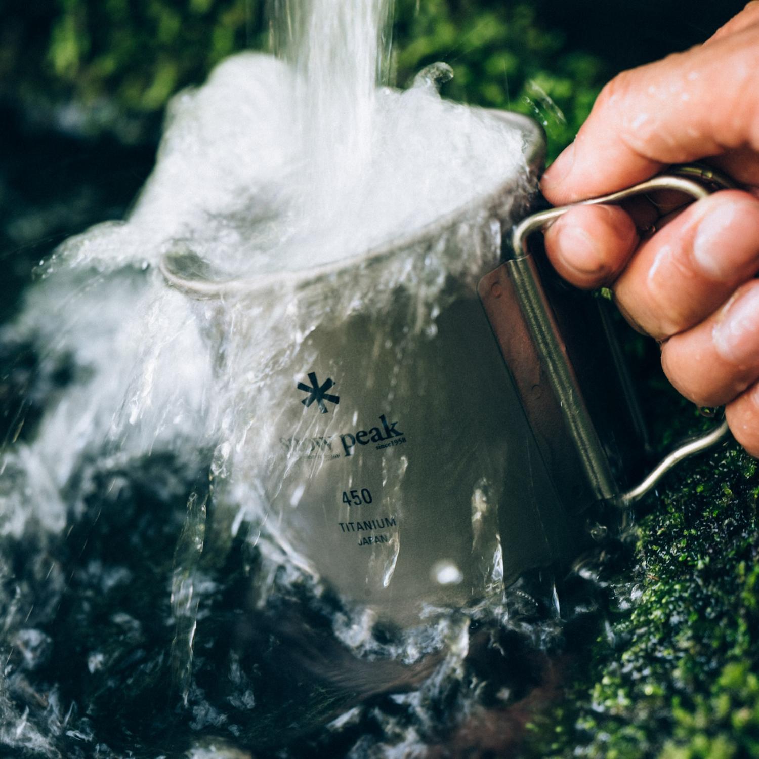 Snow Peak Ti-Single 450 Cup - Lifestyle Image