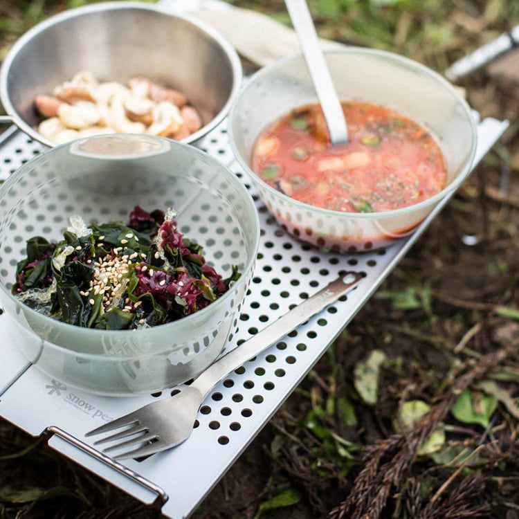 Snow Peak Titanium Fork & Spoon Set - Lifestyle Image