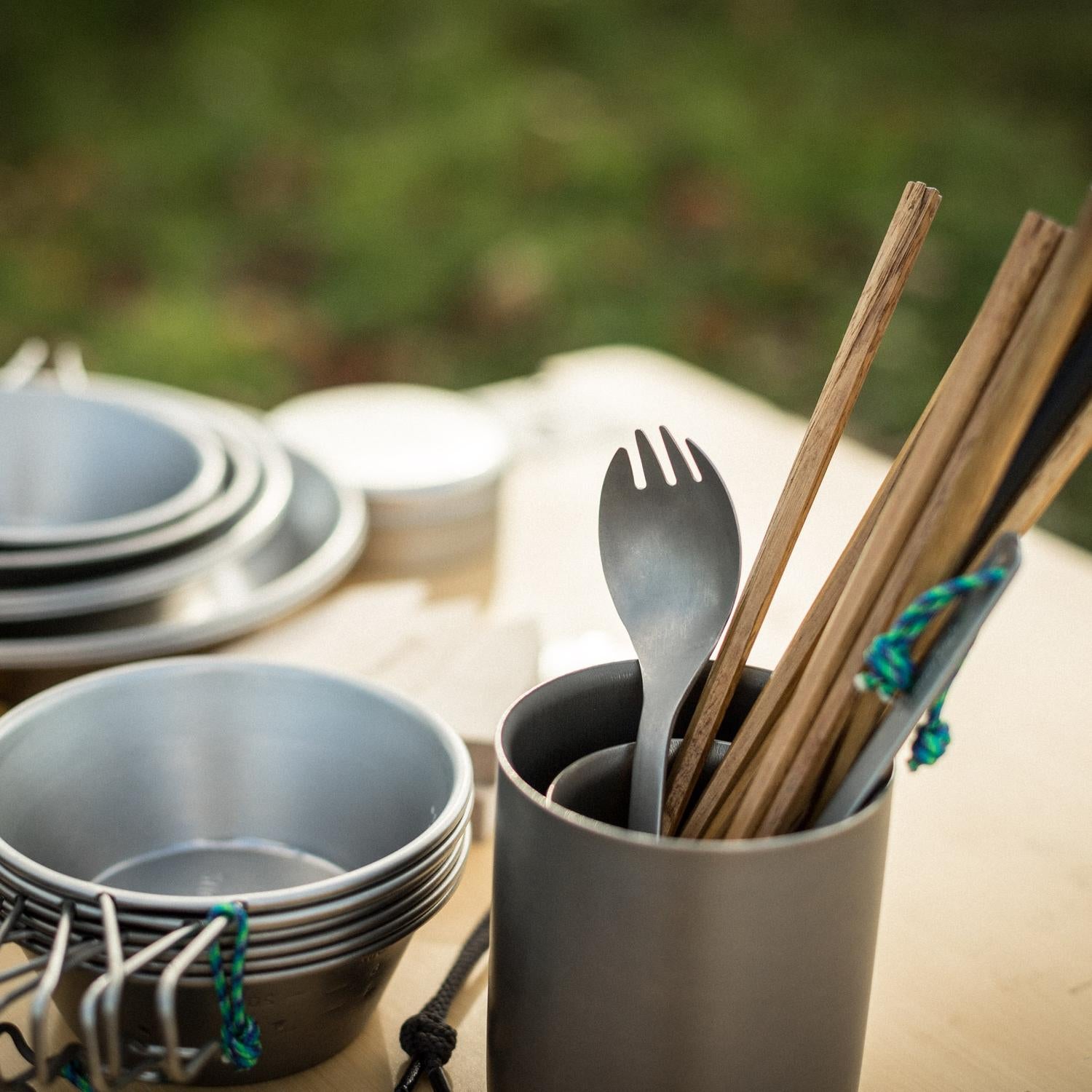 Snow Peak Titanium Spork - Lifestyle Image