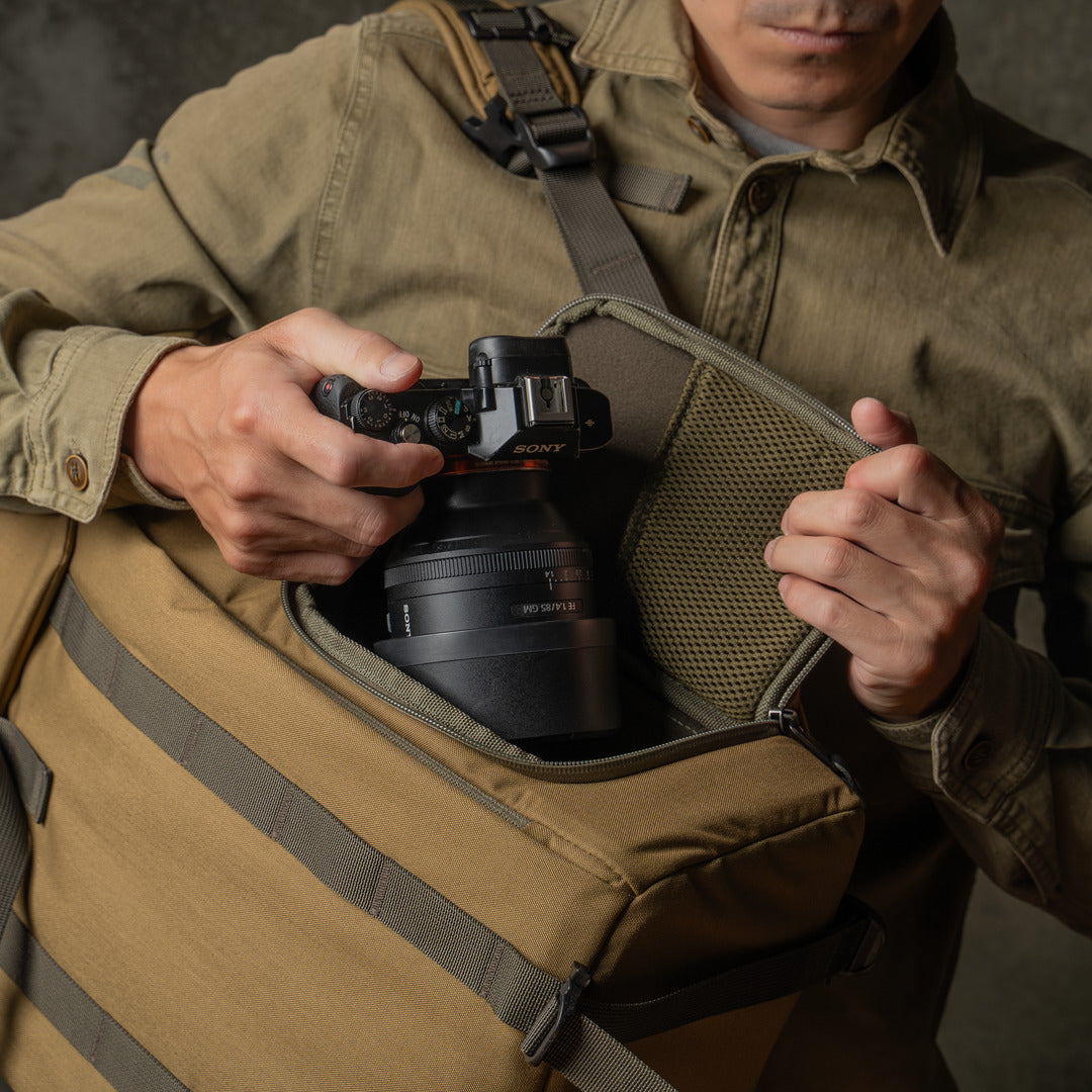 Wotancraft "New Pilot" Travel Camera Backpack 18L - Khaki Brown Canvas