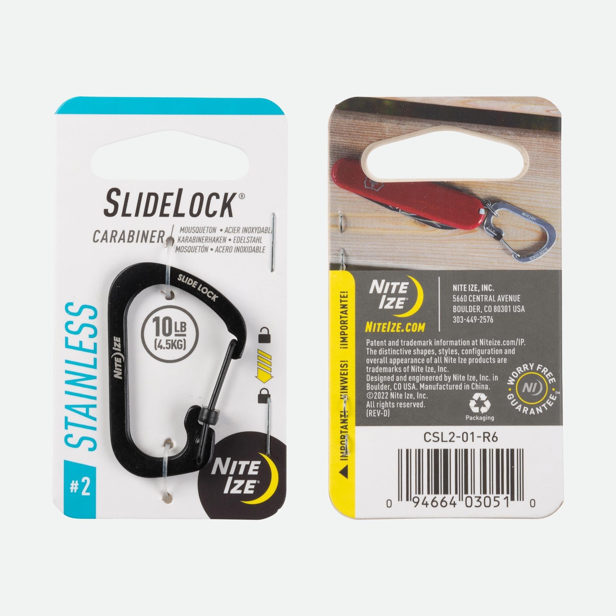 Nite Ize SlideLock® Carabiner Stainless Steel - #2 Black