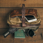 Wotancraft "Mini Rider" Sling Bag 3.5L - Khaki Brown Canvas / Brown Leather