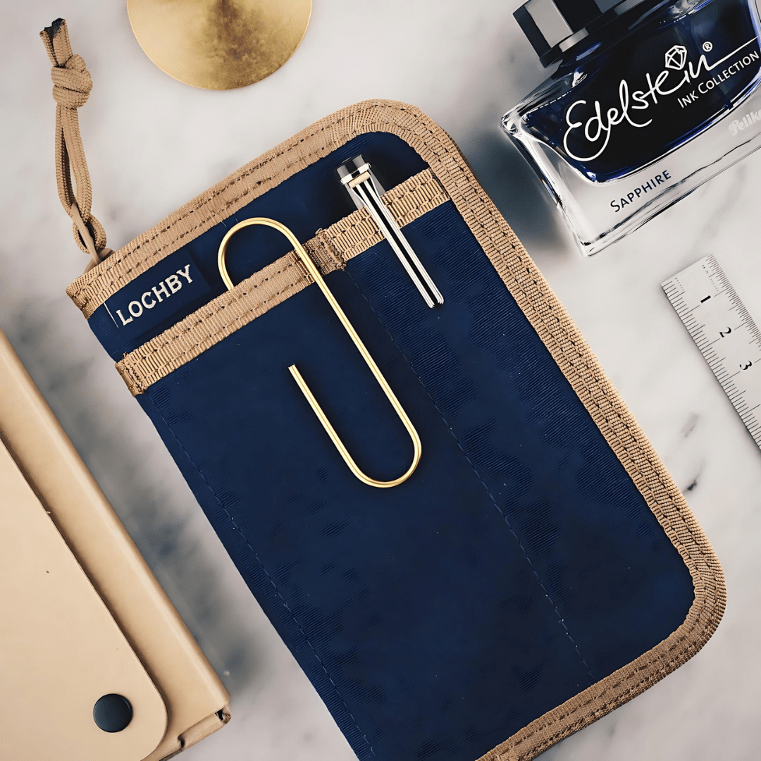 Lochby Pocket Journal - Navy Cream - Lifestyle Image