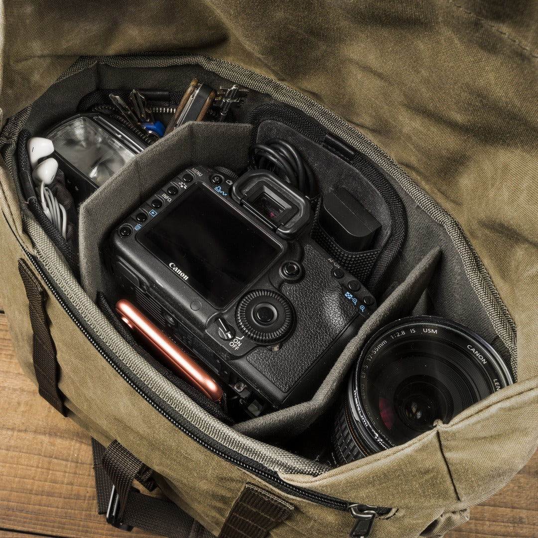 Wotancraft "Pilot" Travel Camera Bag 10L Upgraded - Khaki Brown Canvas